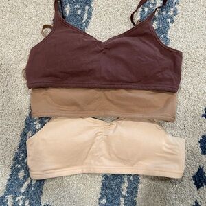 Set of Three Bralettes - Brown, Tan, Beige